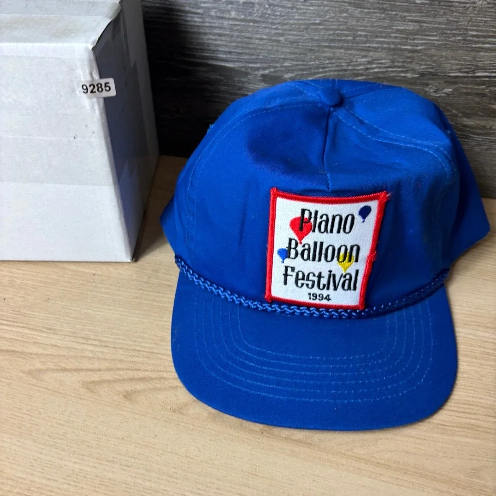 Vintage Plano Hat Cap Snapback Blue Trucker Texas Balloon Festival 1994